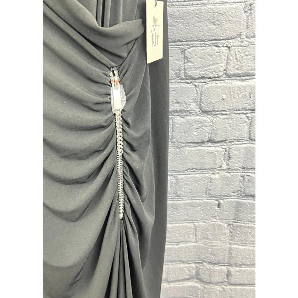 Chico's Dress Black Solid Zip Knit Kit Size 2 L 12 NWT - Picture 8 of 10